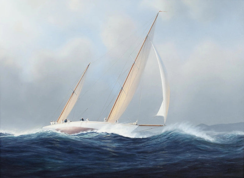 Nautical Oil Paintings - Sailboat on Stormy Sea - Oil Painting Haven