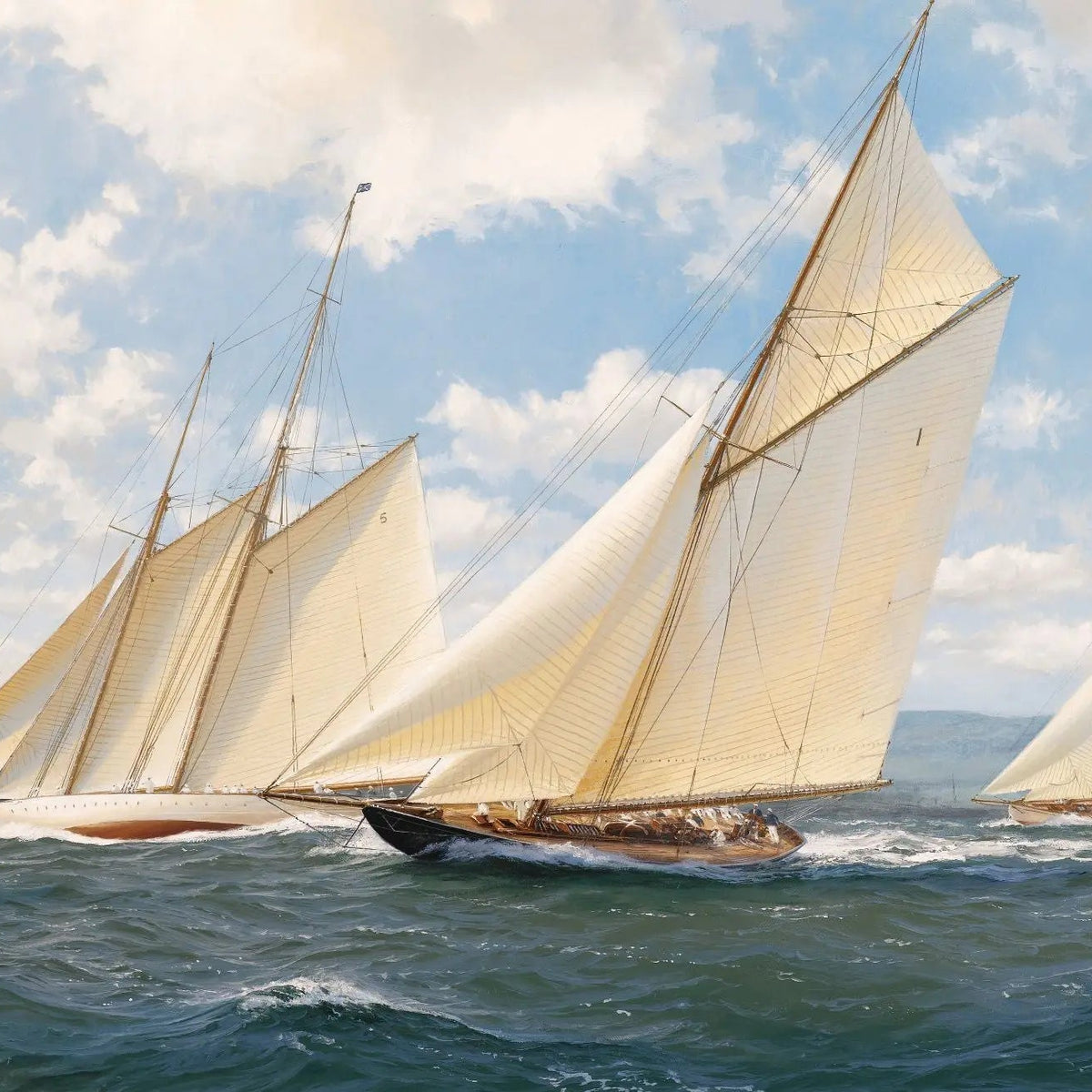 Nautical Oil Paintings - Sailboat Sea Race Competition Wall Art - Oil Painting Haven