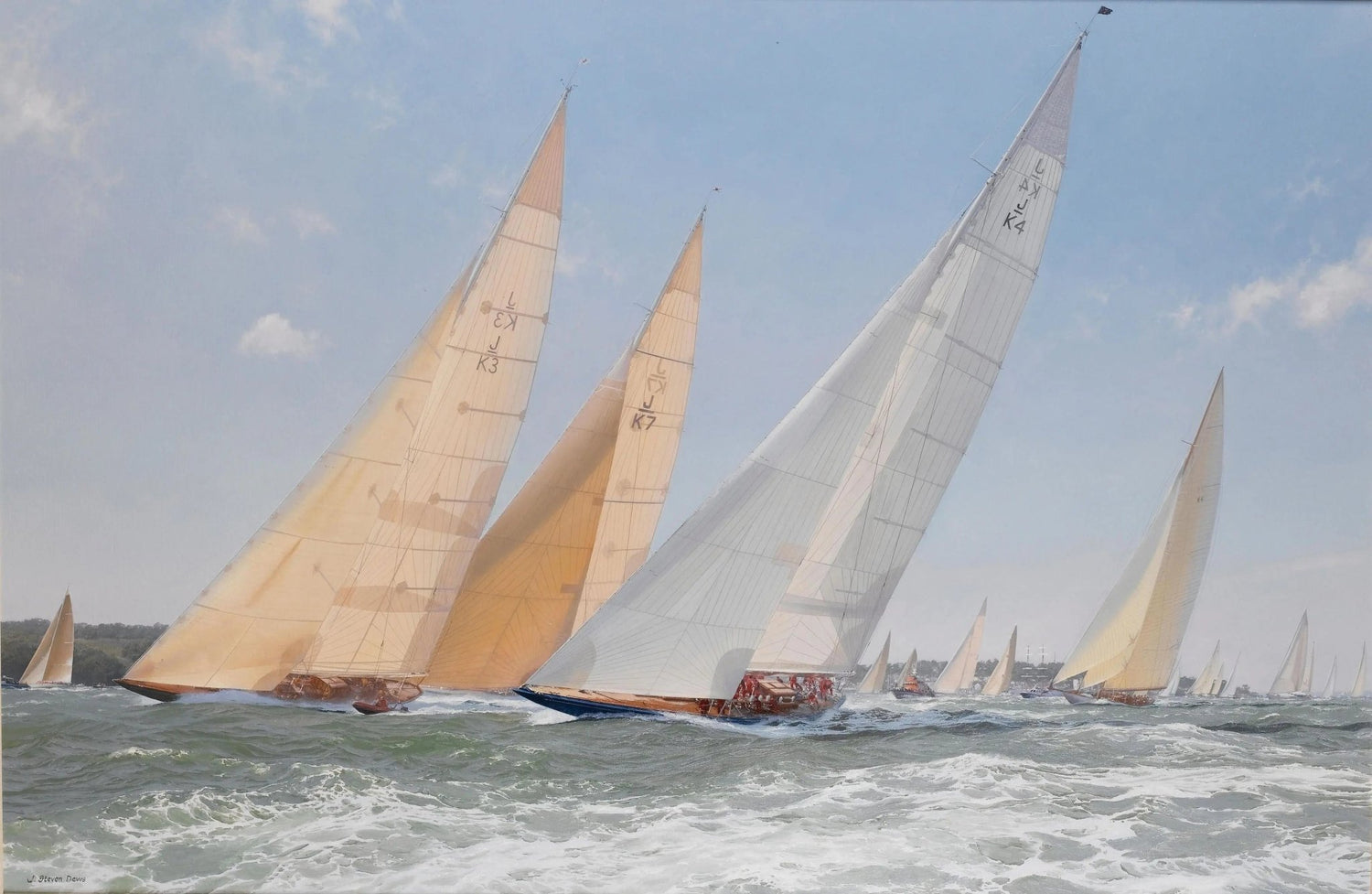 Nautical Oil Paintings - Sailboats in Competitive Race - Oil Painting Haven