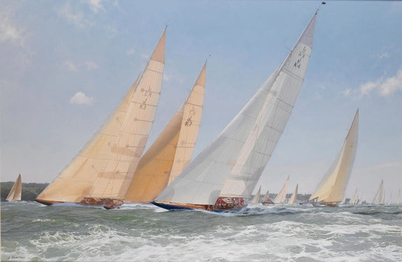 Nautical Oil Paintings - Sailboats in Competitive Race - Oil Painting Haven