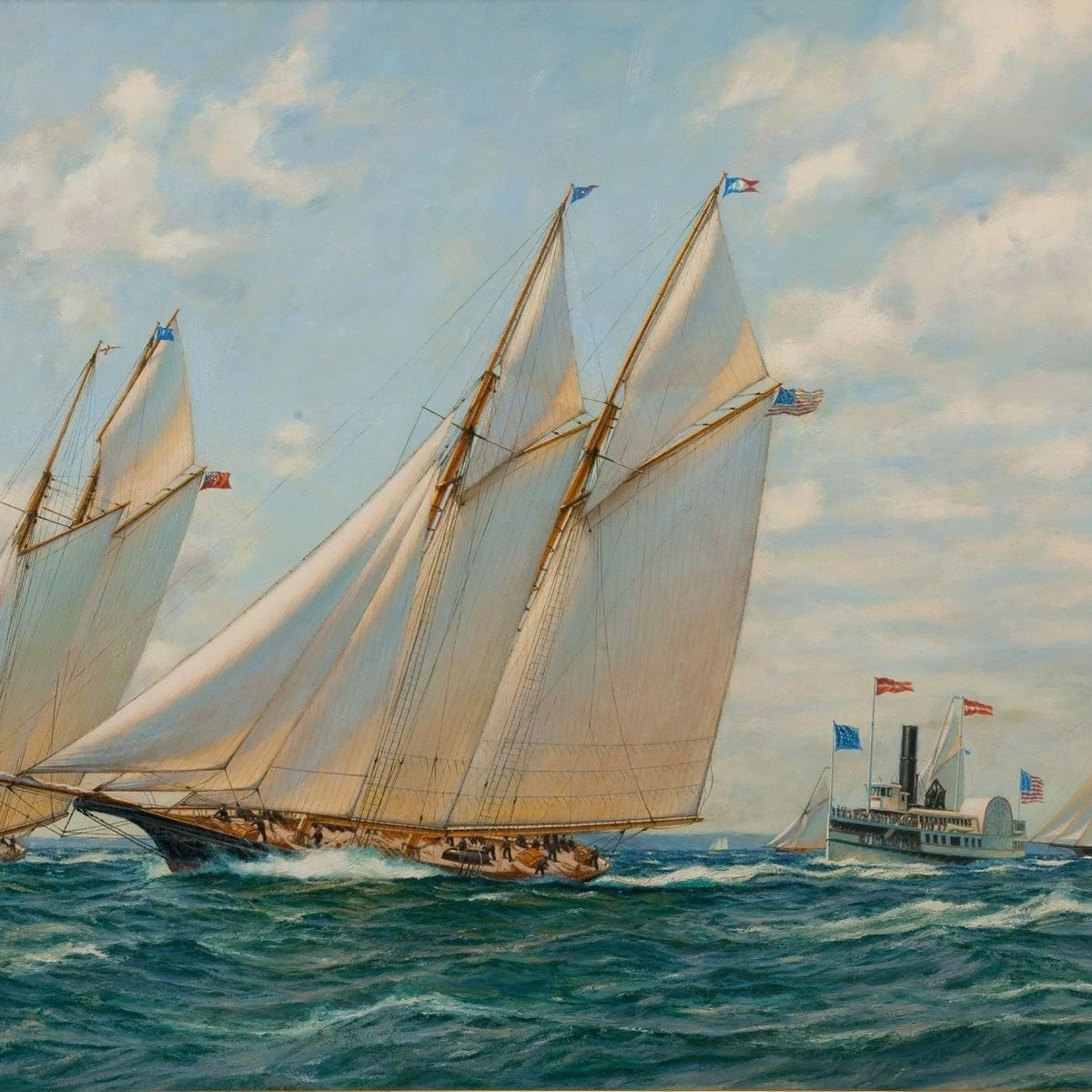 Nautical Oil Paintings - Sailboats in Maritime Race - Oil Painting Haven