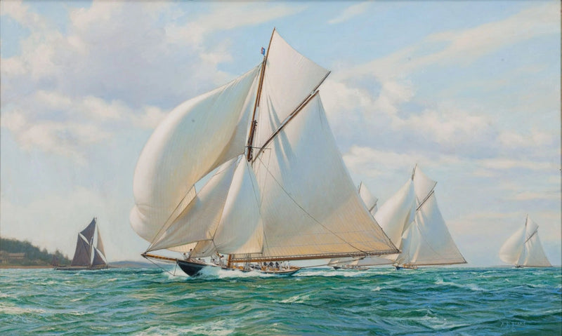 Nautical Oil Paintings - Sailboats in Maritime Race Wall Art - Oil Painting Haven