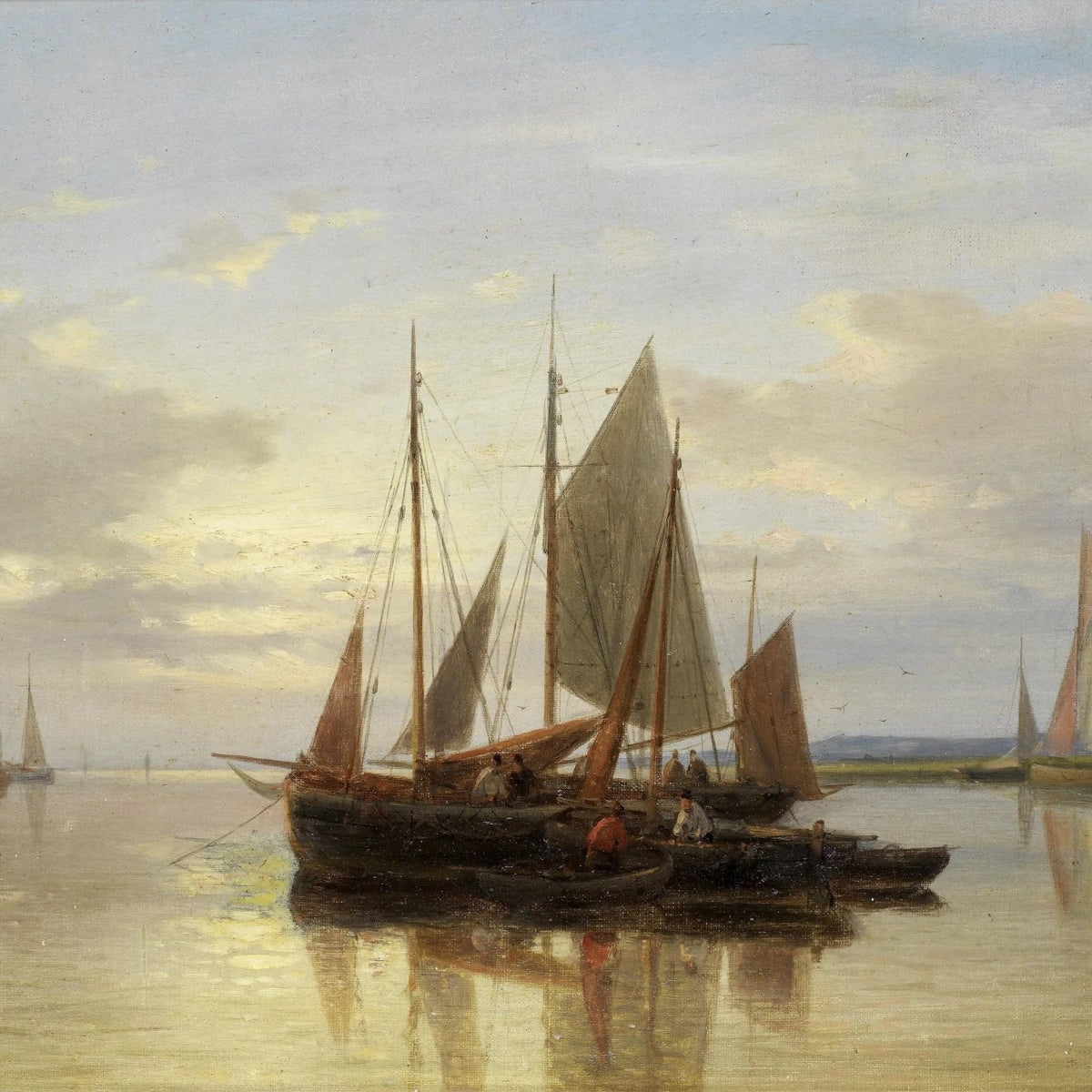 Nautical Oil Paintings - Sailboats on Calm Water - Oil Painting Haven