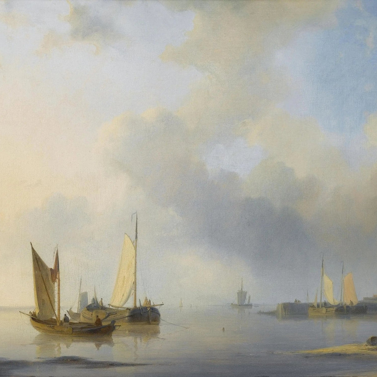 Nautical Oil Paintings - Sailboats on Calm Water Wall Art - Oil Painting Haven