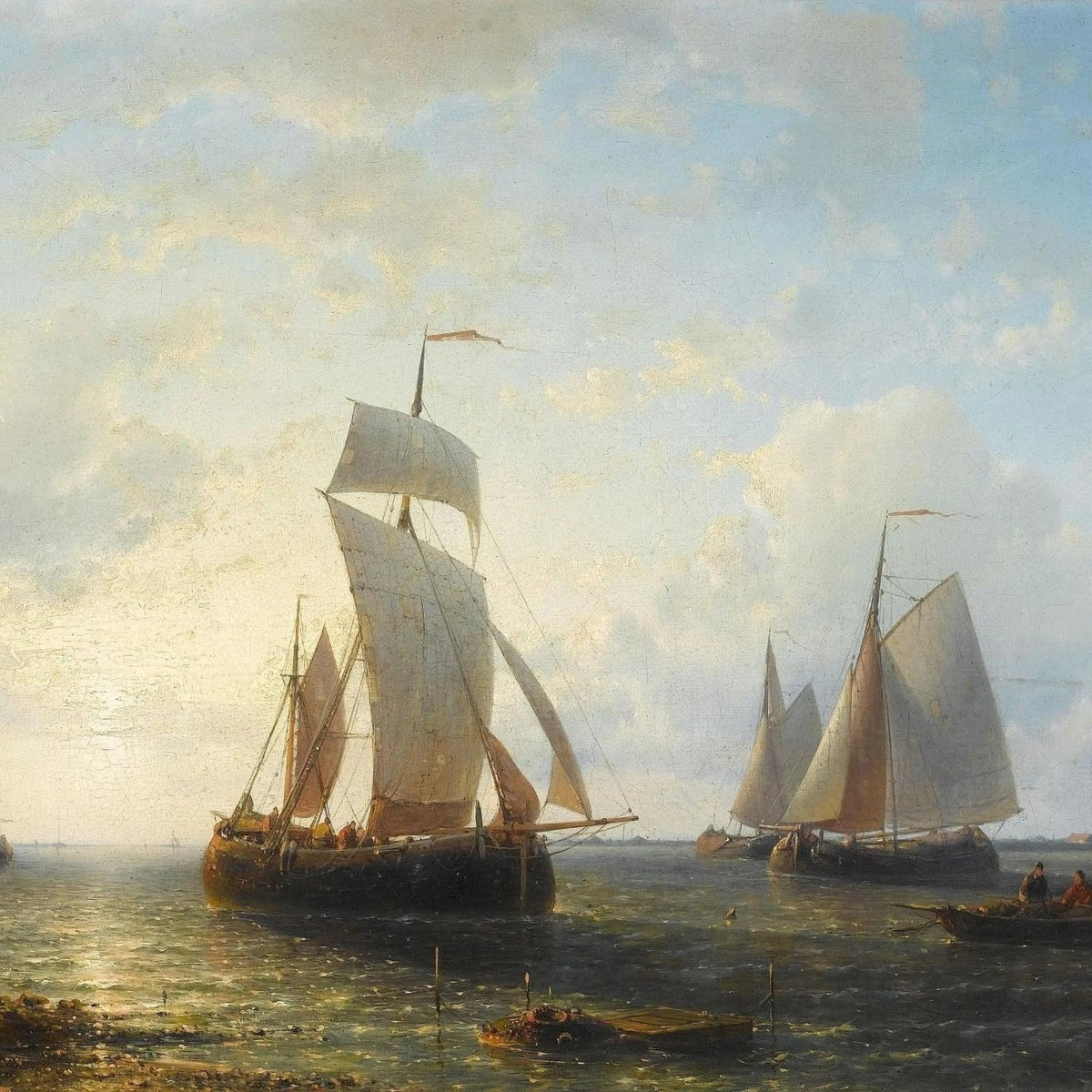 Nautical Oil Paintings - Sailboats on Tranquil Waters Wall Art - Oil Painting Haven