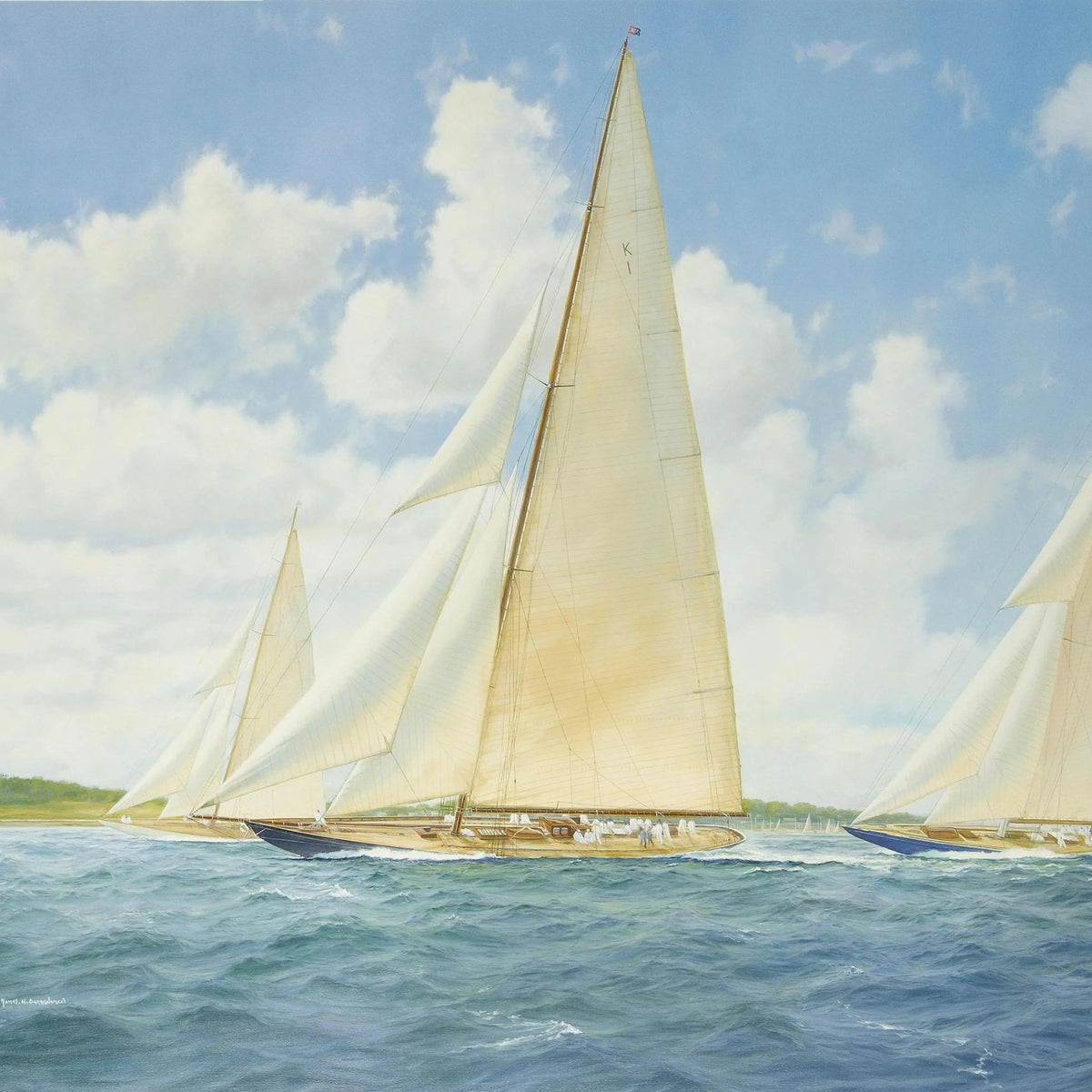 Nautical Oil Paintings - Sailboats Racing on Sea - Oil Painting Haven