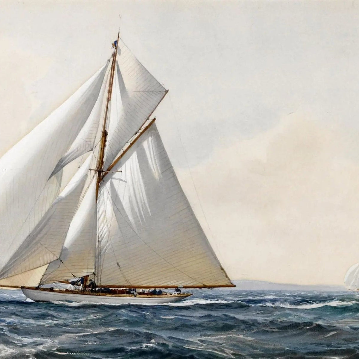 Nautical Oil Paintings - Sailboats Racing on Sea Wall Art - Oil Painting Haven