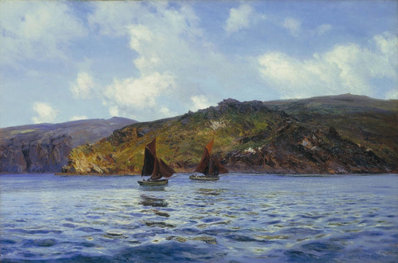 Nautical Oil Paintings - Sailing Boats by Coastal Cliffs - Oil Painting Haven