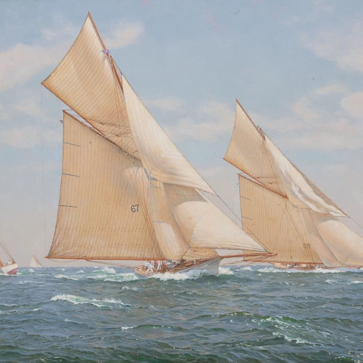Nautical Oil Paintings - Sailing Boats in Race at Sea - Oil Painting Haven