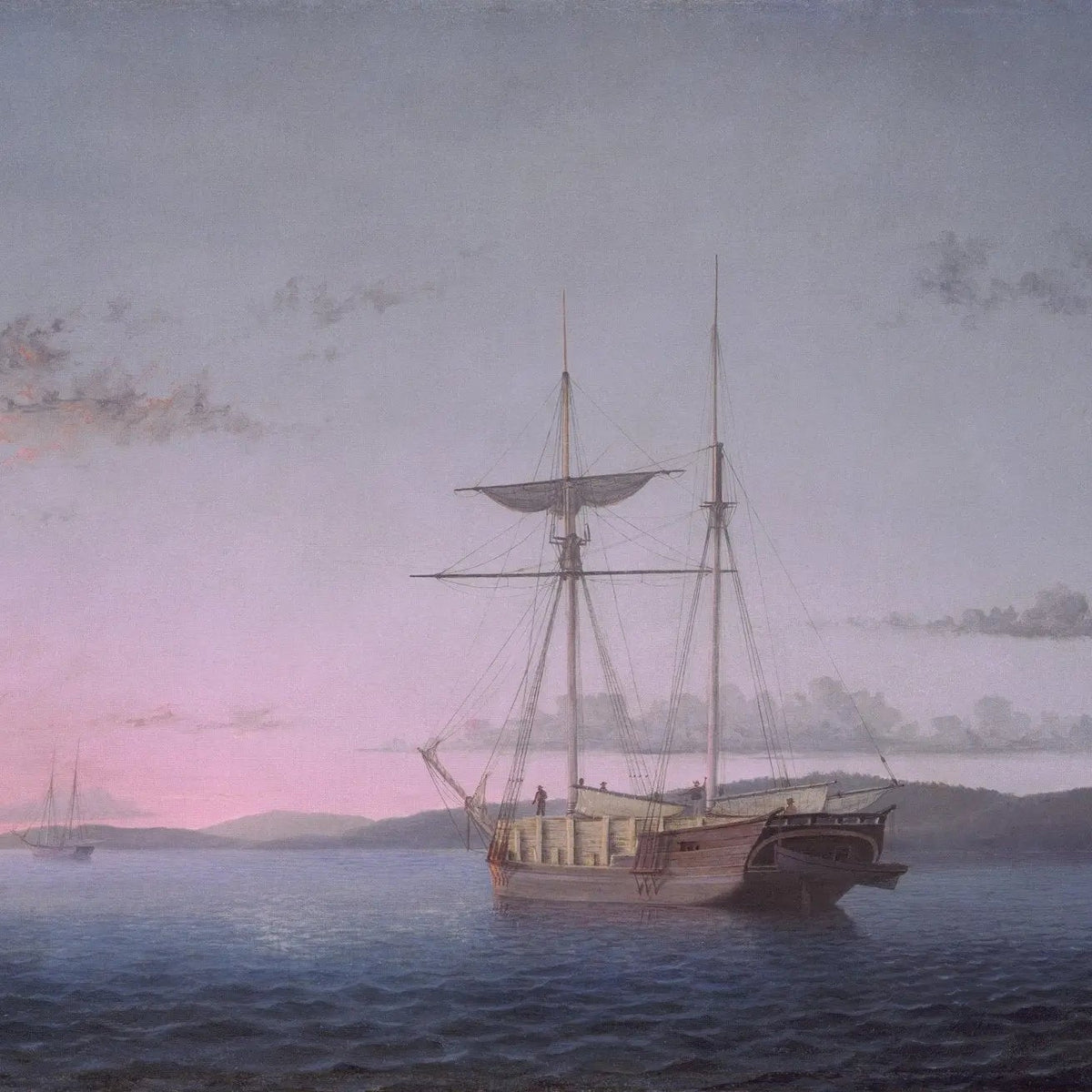 Nautical Oil Paintings - Sailing Ship at Sunset on Calm Seas - Oil Painting Haven