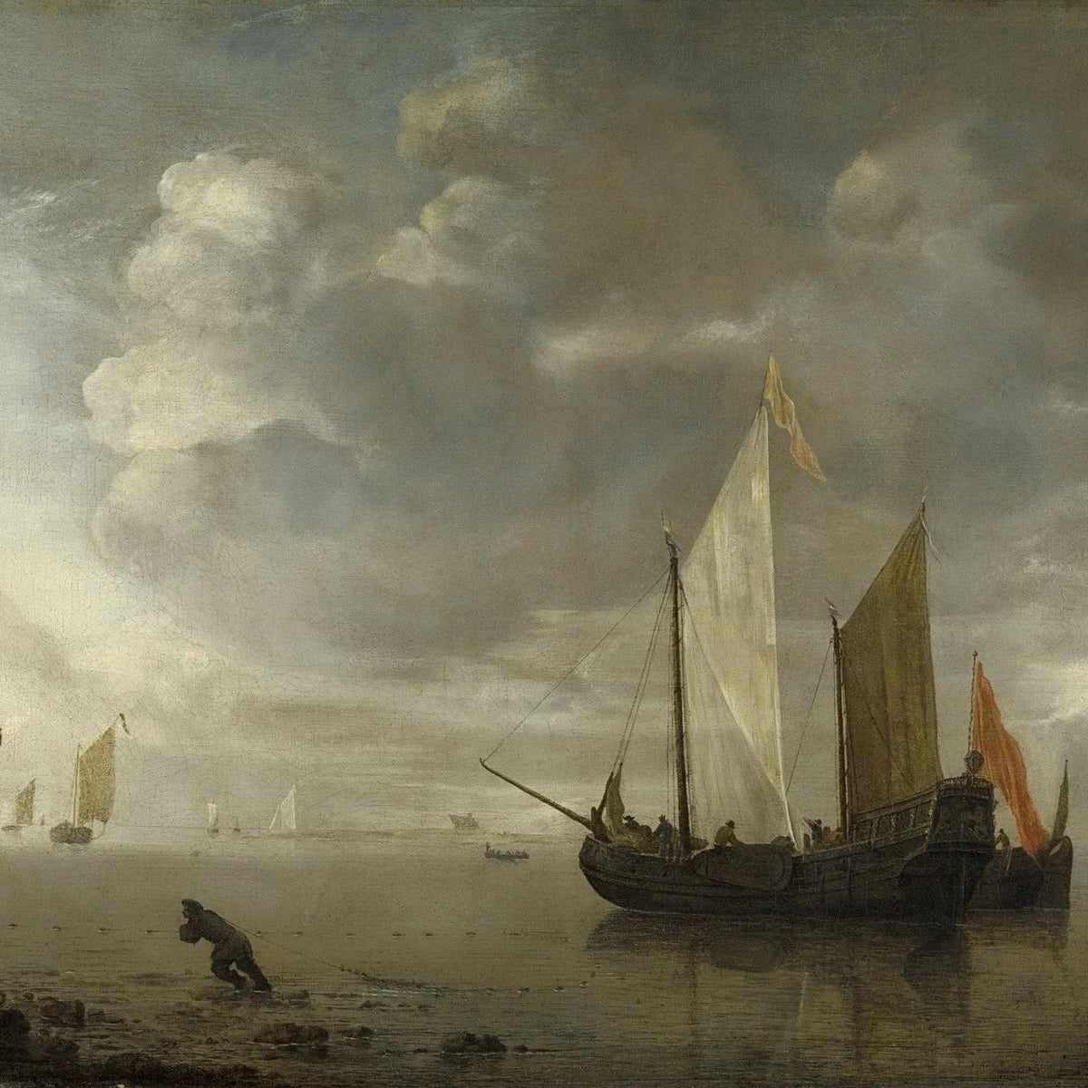 Nautical Oil Paintings - Sailing Ship by Coastal Shore - Oil Painting Haven