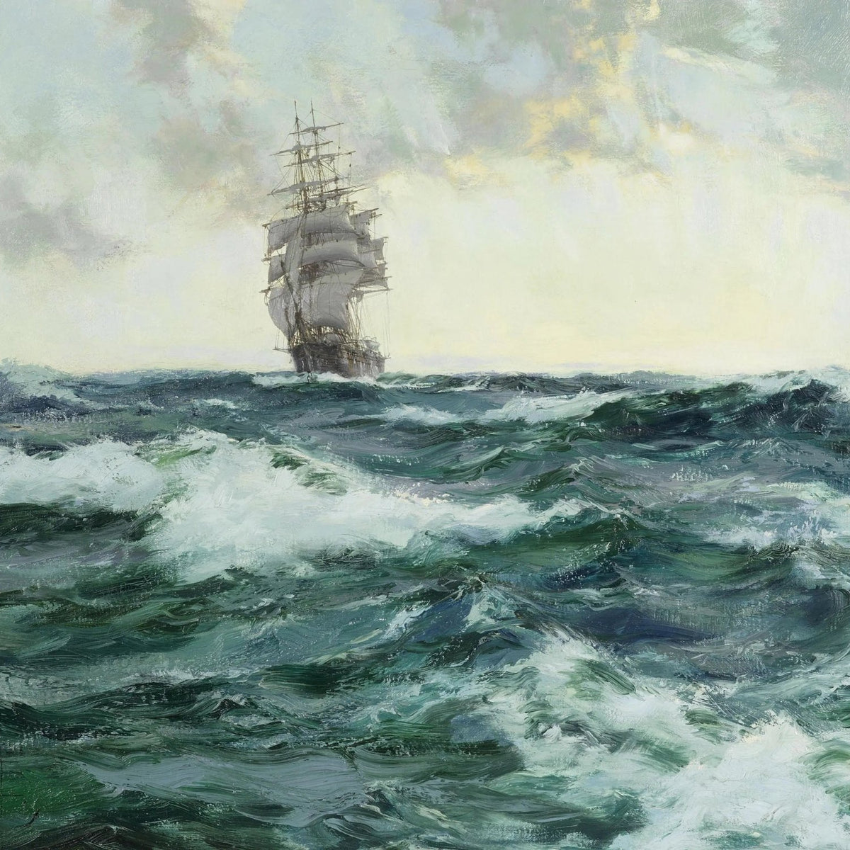 Nautical Oil Paintings - Sailing Ship on Rough Sea - Oil Painting Haven
