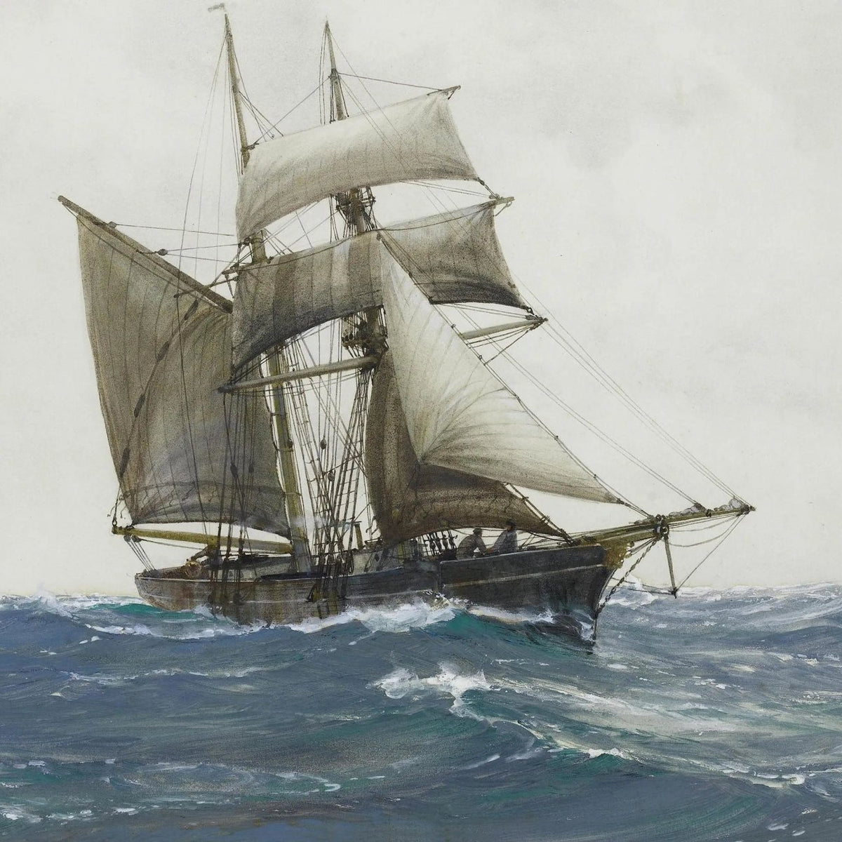 Nautical Oil Paintings - Sailing Ship on Rough Sea Wall Art - Oil Painting Haven