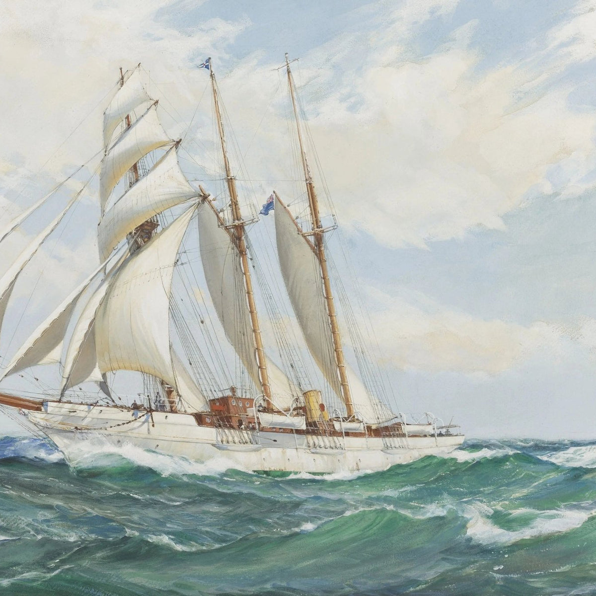 Nautical Oil Paintings - Sailing Ship on Turbulent Sea - Oil Painting Haven