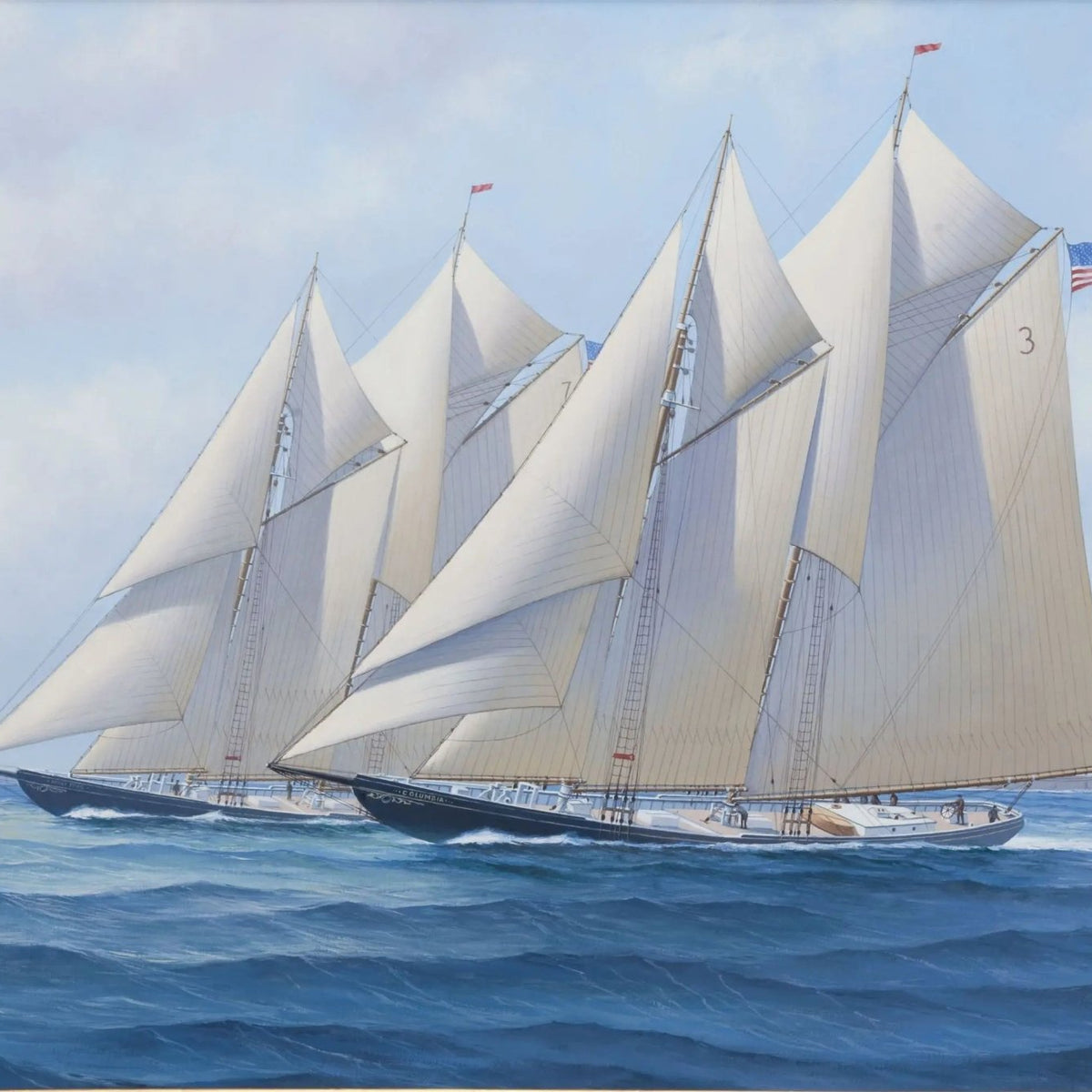 Nautical Oil Paintings - Sailing Ships in Coastal Race - Oil Painting Haven