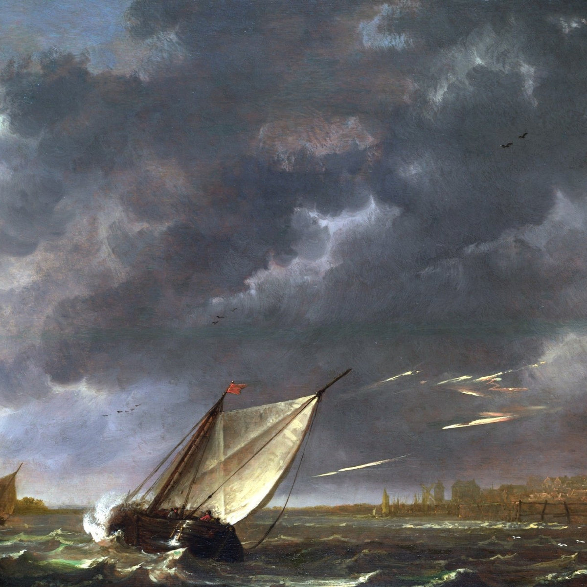 Nautische Ölgemälde – Segelschiffe im stürmischen Wetter