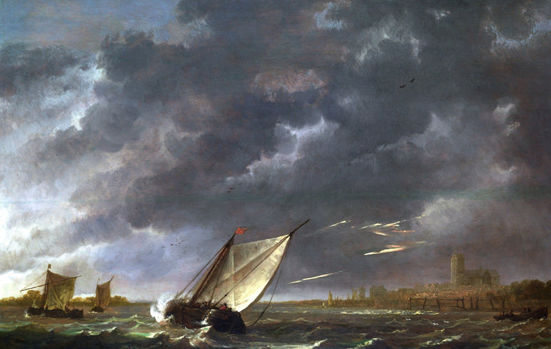 Nautische Ölgemälde – Segelschiffe im stürmischen Wetter