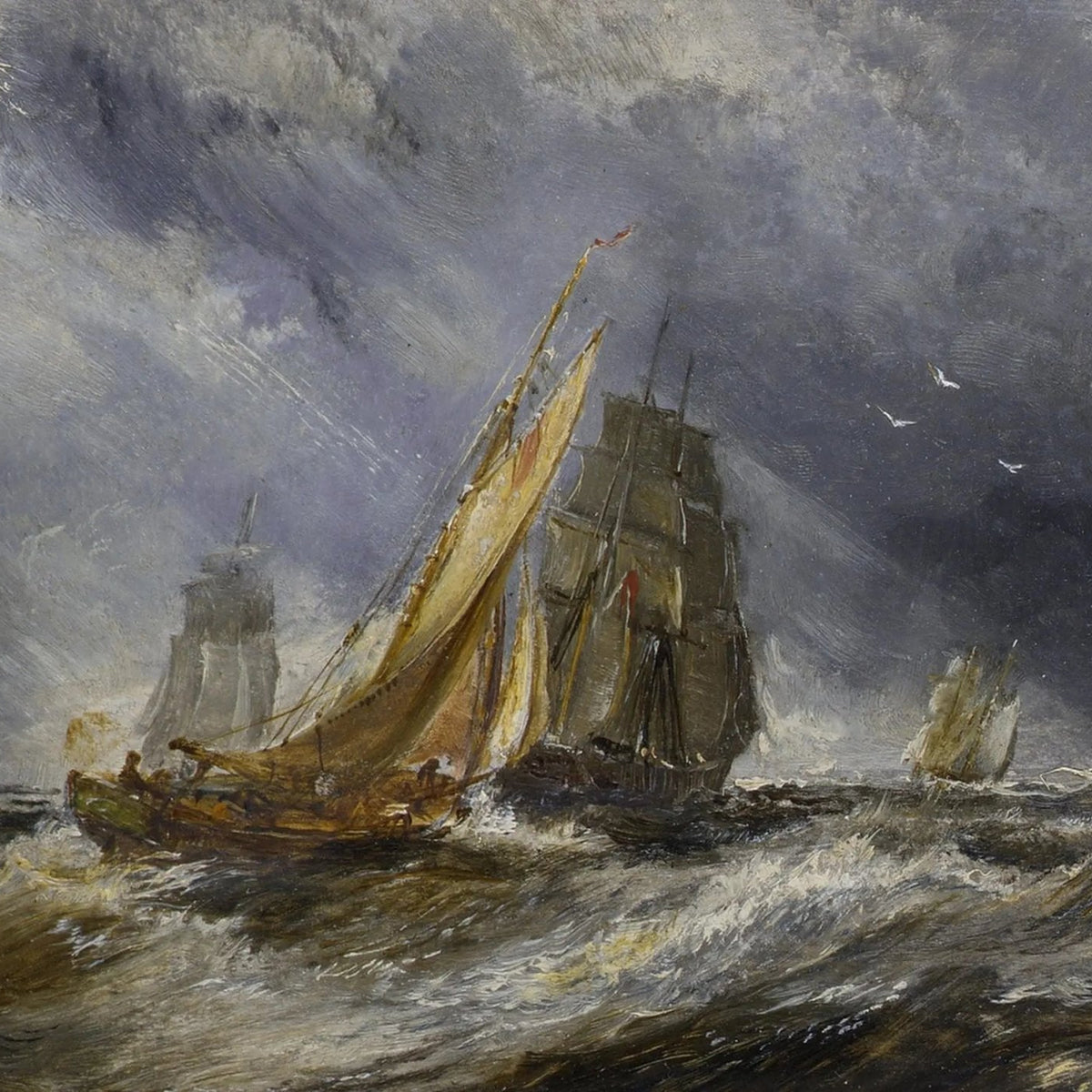 Nautical Oil Paintings - Ships in Stormy Sea - Oil Painting Haven