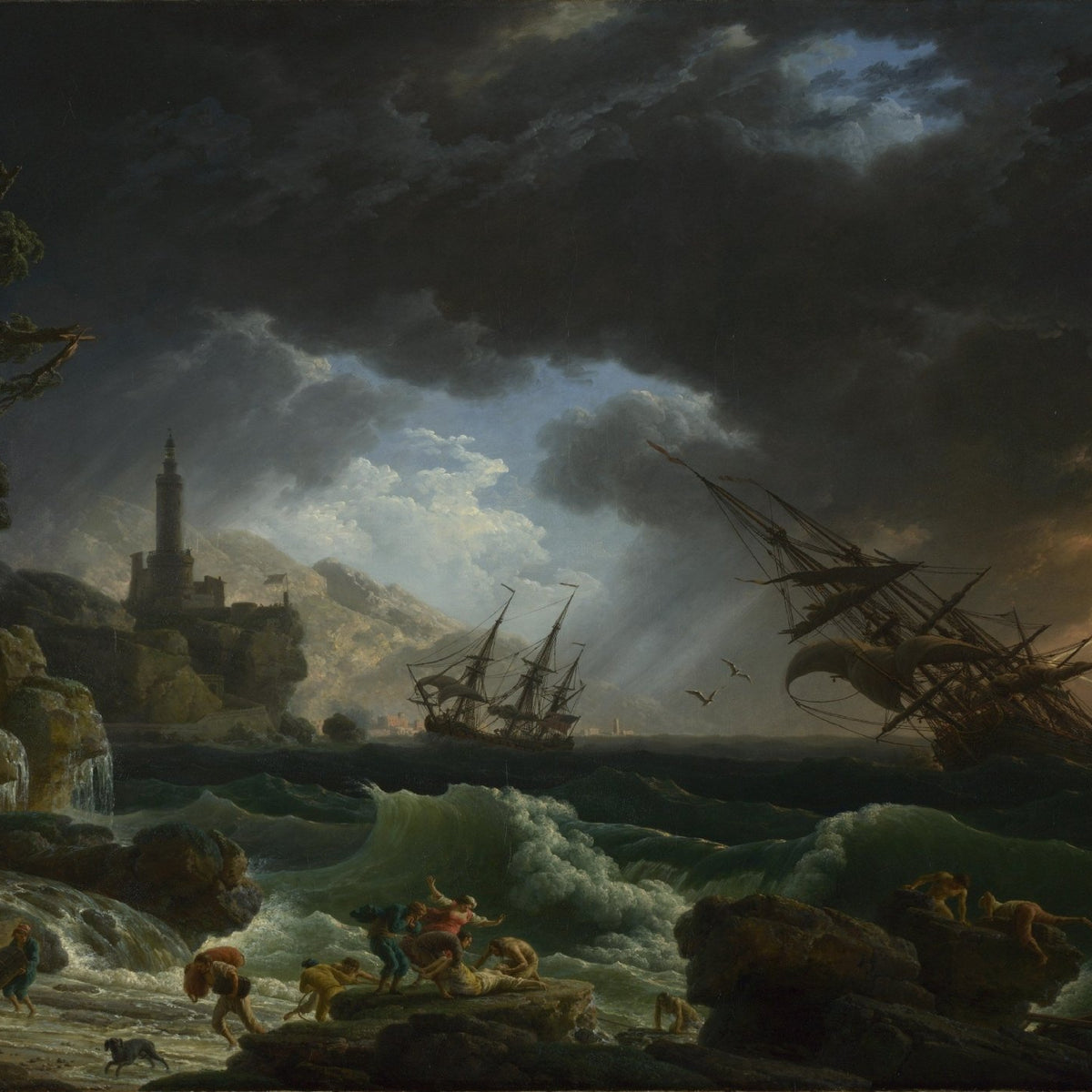 Nautical Oil Paintings - Shipwreck in Stormy Seas Coastal Art - Oil Painting Haven