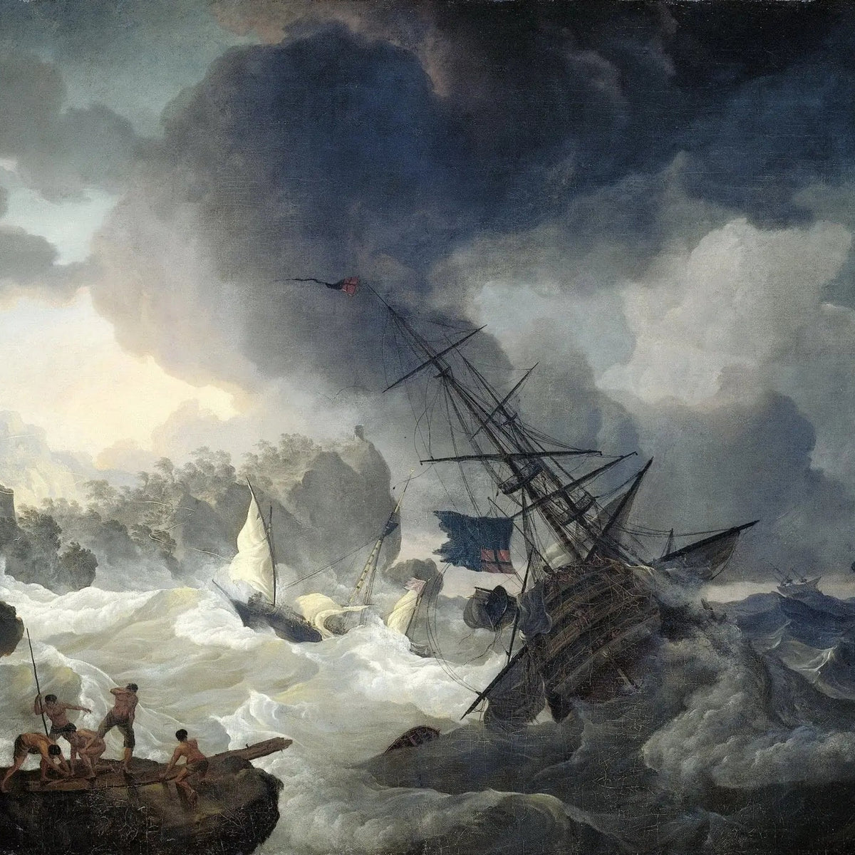 Nautical Oil Paintings - Shipwreck in Stormy Seas - Oil Painting Haven