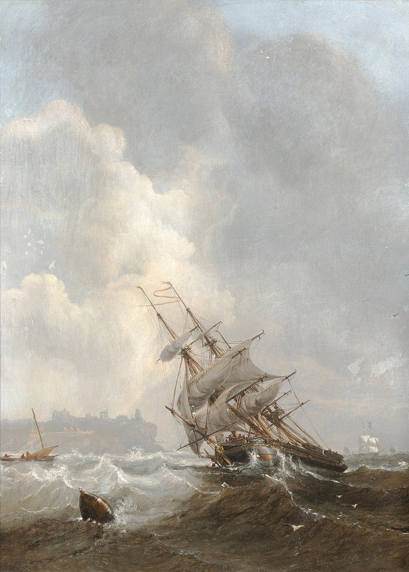 Nautical Oil Paintings - Storm - Tossed Tall Ship off Rocky Coast - Oil Painting Haven