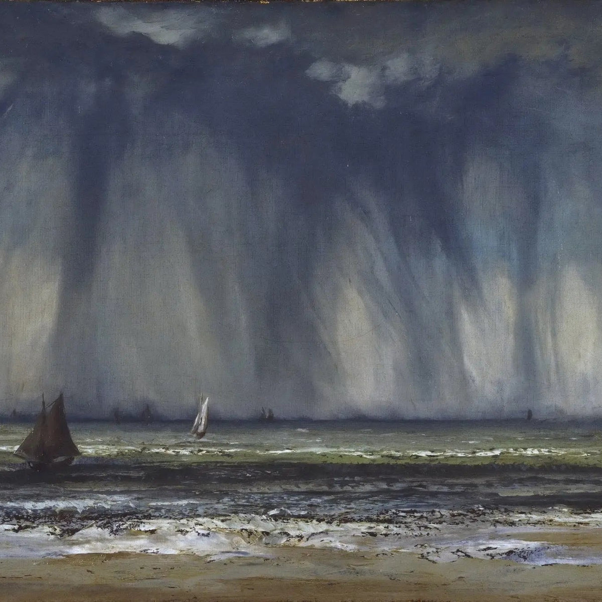 Nautical Oil Paintings - Stormy Sea with Sailing Ships - Oil Painting Haven