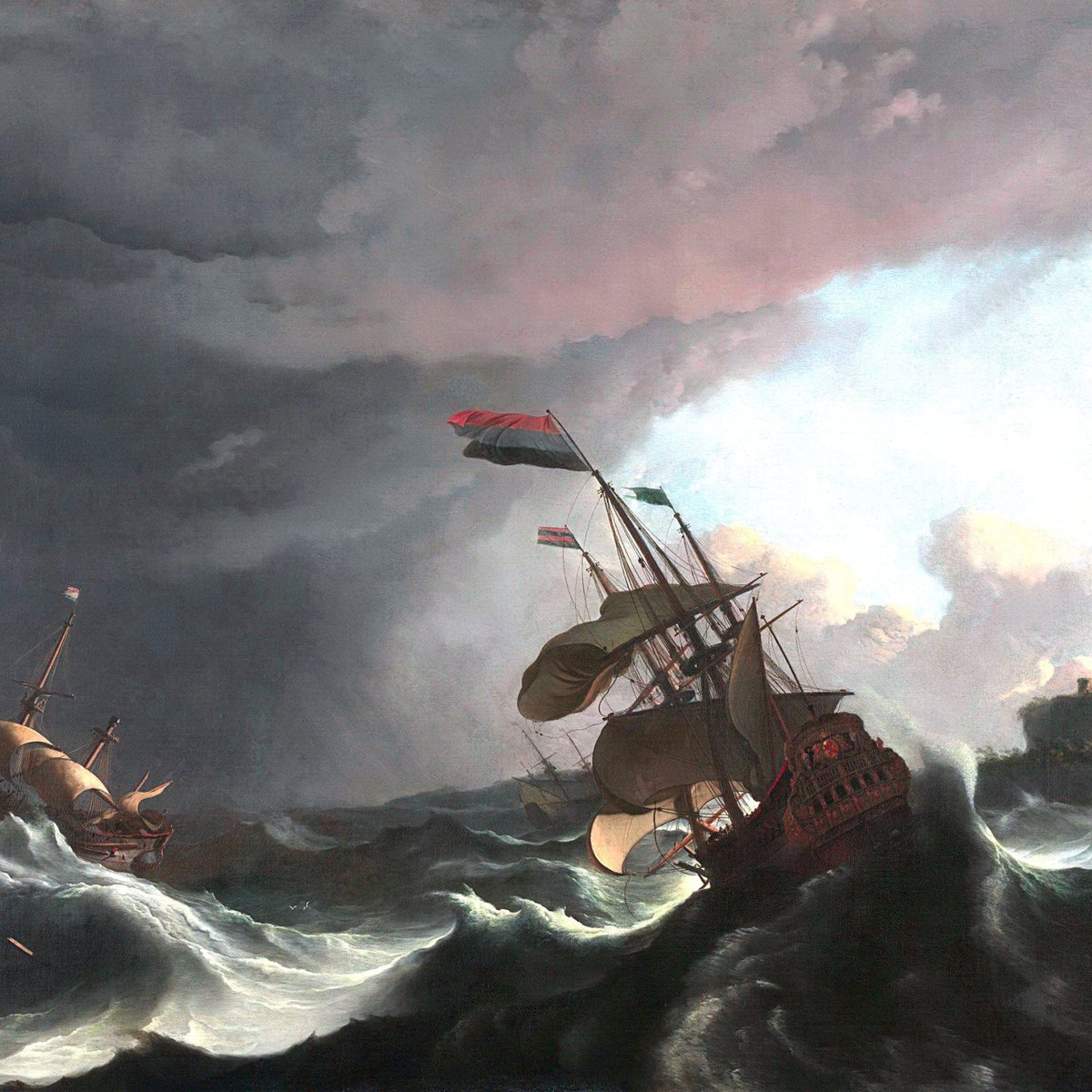 Bataille navale en mer - Peintures à l'huile nautiques