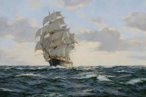 Nautical Oil Paintings - Tall Sailing Ship in Heavy Seas Wall Art - Oil Painting Haven