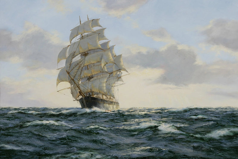 Nautical Oil Paintings - Tall Sailing Ship in Heavy Seas Wall Art - Oil Painting Haven
