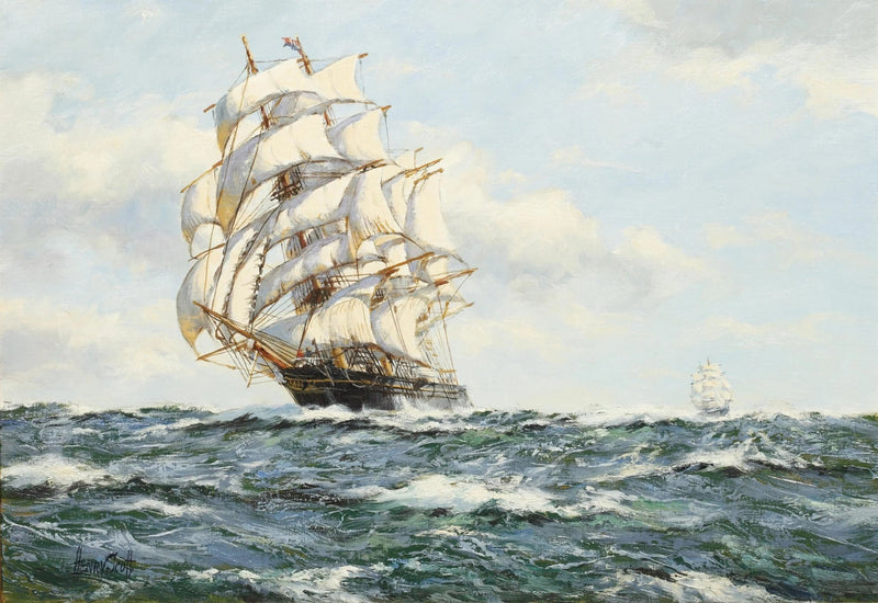 Nautical Oil Paintings - Tall Sailing Ship on Rough Sea - Oil Painting Haven