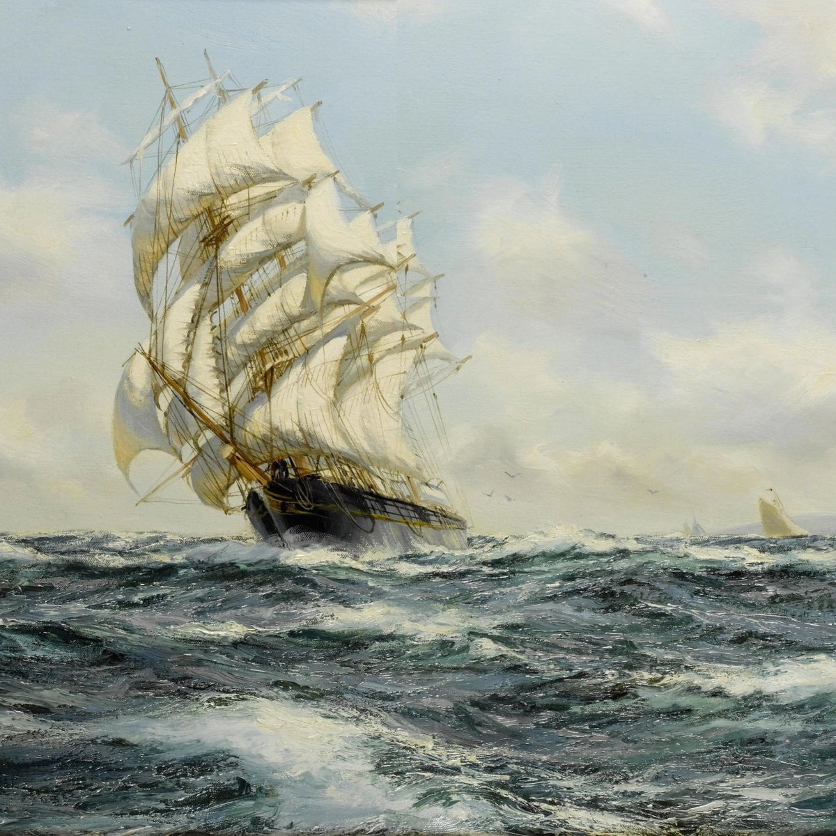 Nautical Oil Paintings - Tall Ship Battling Heavy Seas Wall Art - Oil Painting Haven