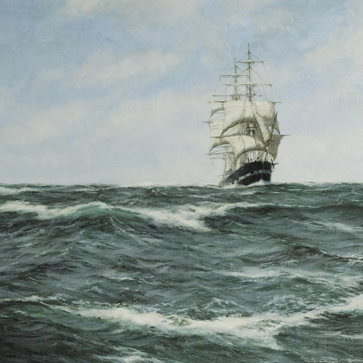 Nautical Oil Paintings - Tall Ship in Heavy Seas Wall Art - Oil Painting Haven