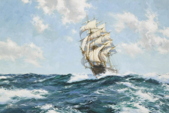 Nautical Oil Paintings - Tall Ship in Stormy Sea Wall Art - Oil Painting Haven