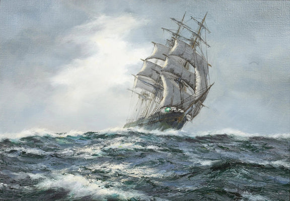 Nautical Oil Paintings - Tall Ship in Stormy Seas - Oil Painting Haven