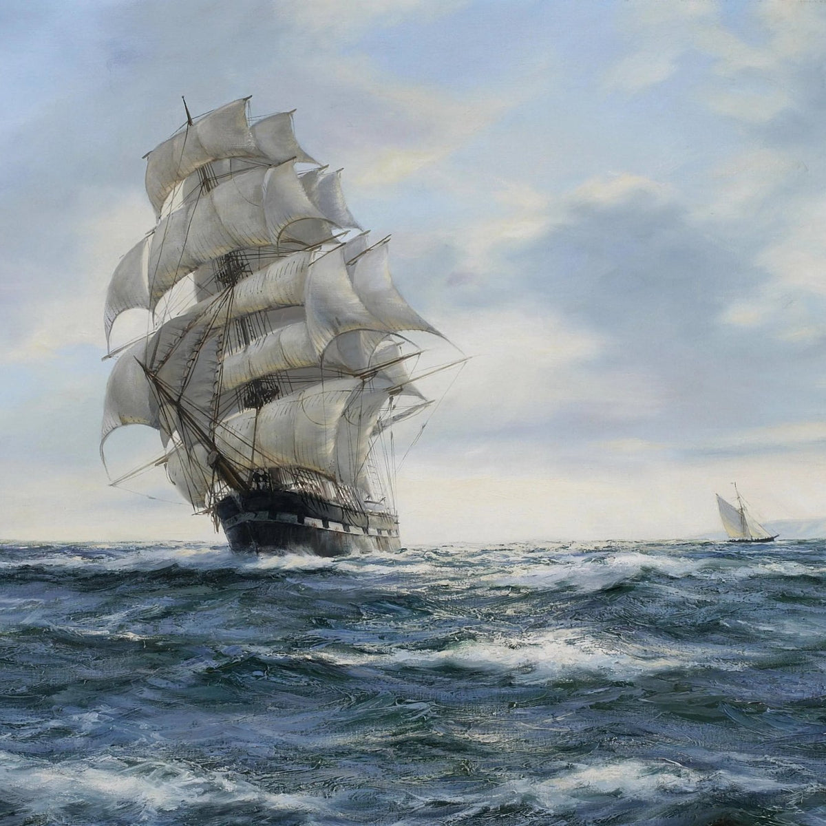 Nautical Oil Paintings - Tall Ship Navigating Stormy Seas Wall Art - Oil Painting Haven
