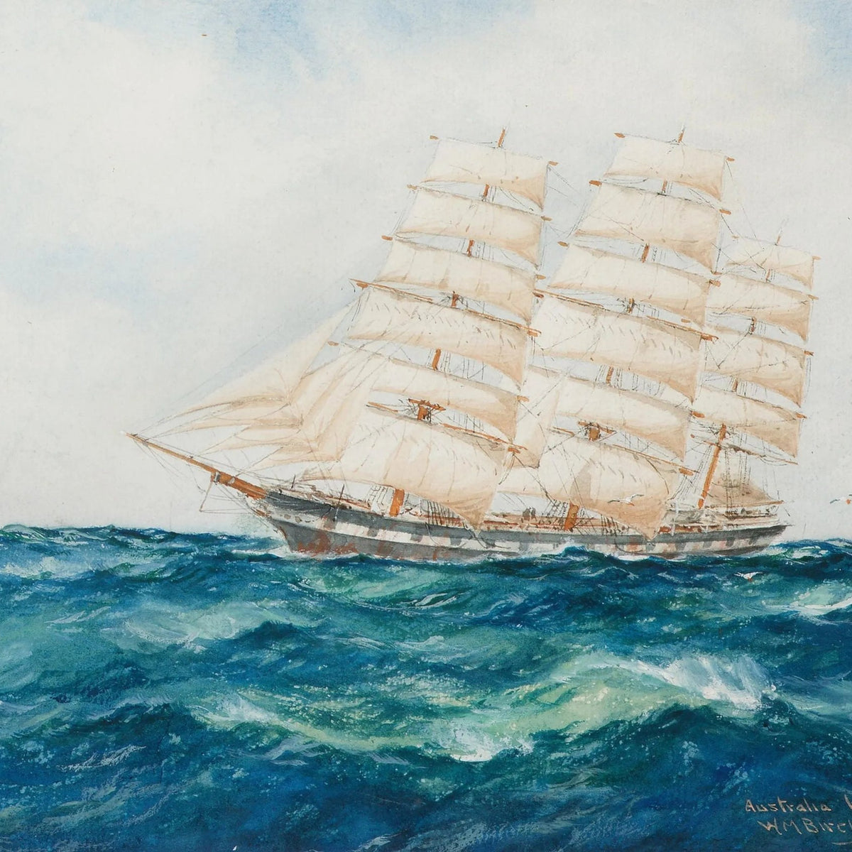 Nautical Oil Paintings - Tall Ship on Open Ocean Wall Art - Oil Painting Haven