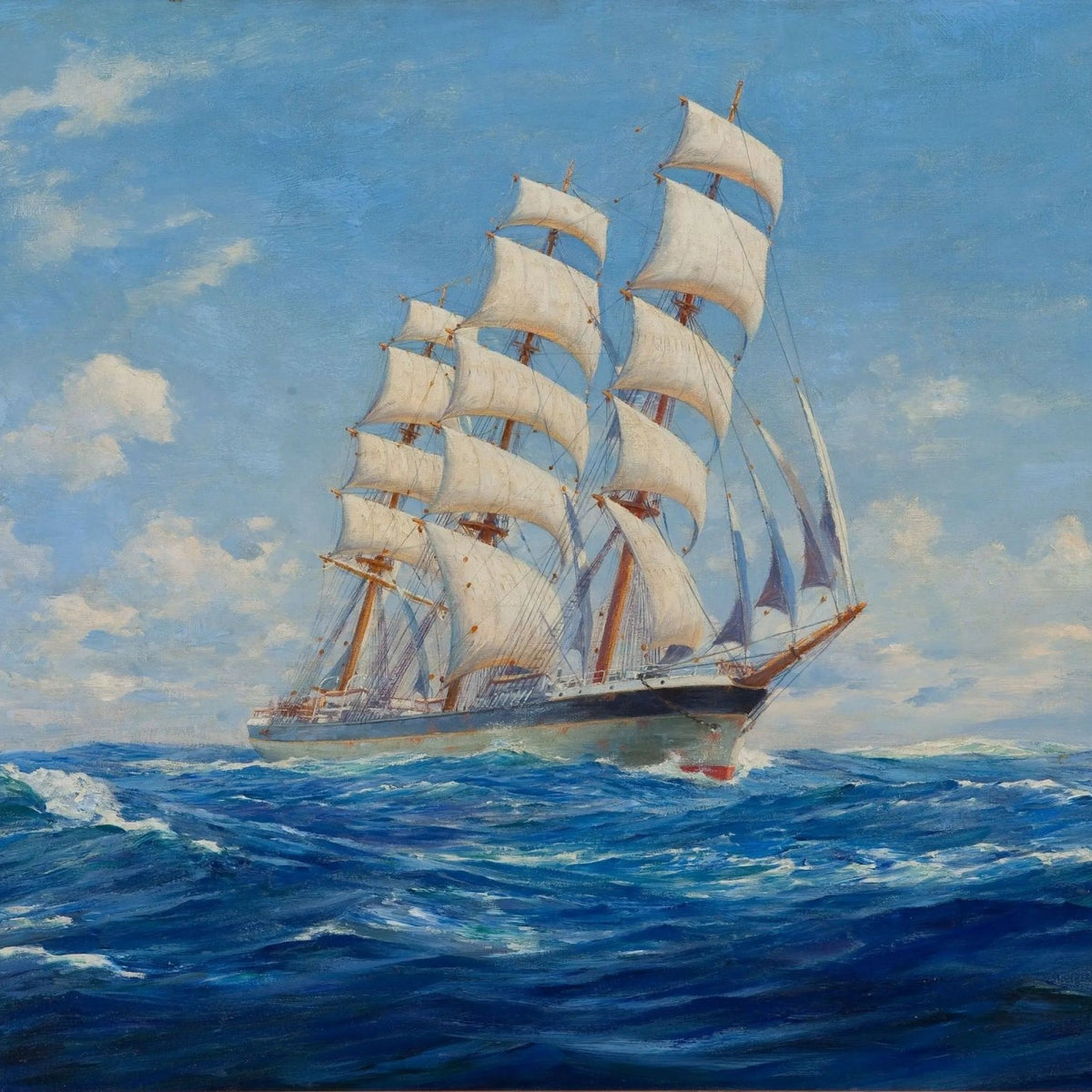 Nautical Oil Paintings - Tall Ship on Open Sea Meta Description - Oil Painting Haven