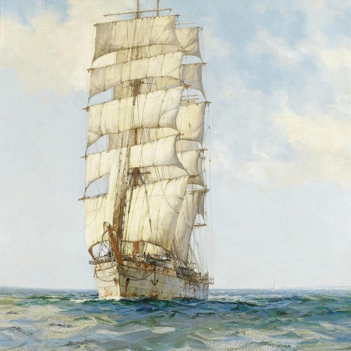 Nautical Oil Paintings - Tall Ship on Open Sea - Oil Painting Haven