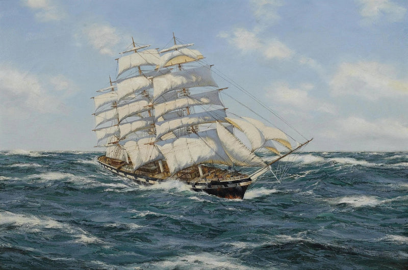 Nautical Oil Paintings - Tall Ship on Rough Sea Wall Art - Oil Painting Haven
