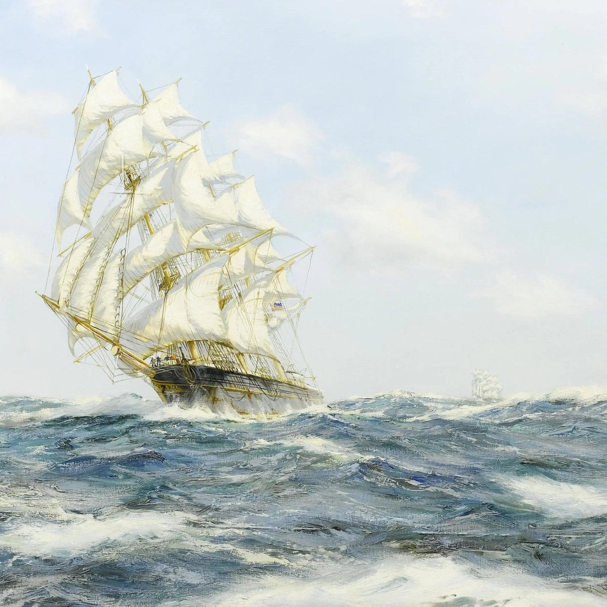 Nautical Oil Paintings - Tall Ship on Stormy Seas Wall Art - Oil Painting Haven