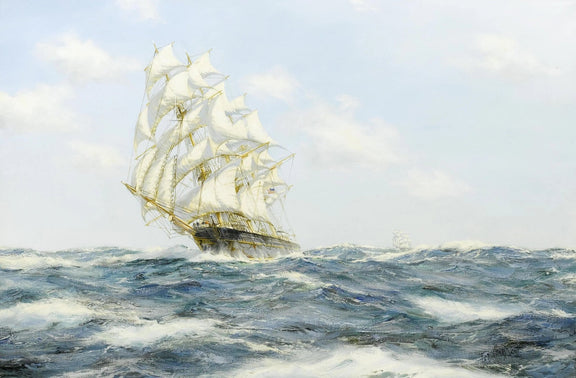 Nautical Oil Paintings - Tall Ship on Stormy Seas Wall Art - Oil Painting Haven