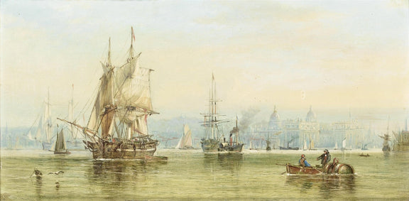 Hand-painted tall ships on Venetian lagoon at dawn nautical oil painting on canvas