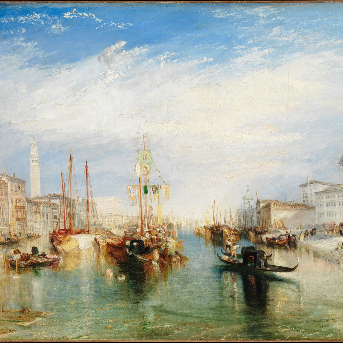 Nautical Oil Paintings - Venetian Canal and Gondolas at Sunrise - Oil Painting Haven