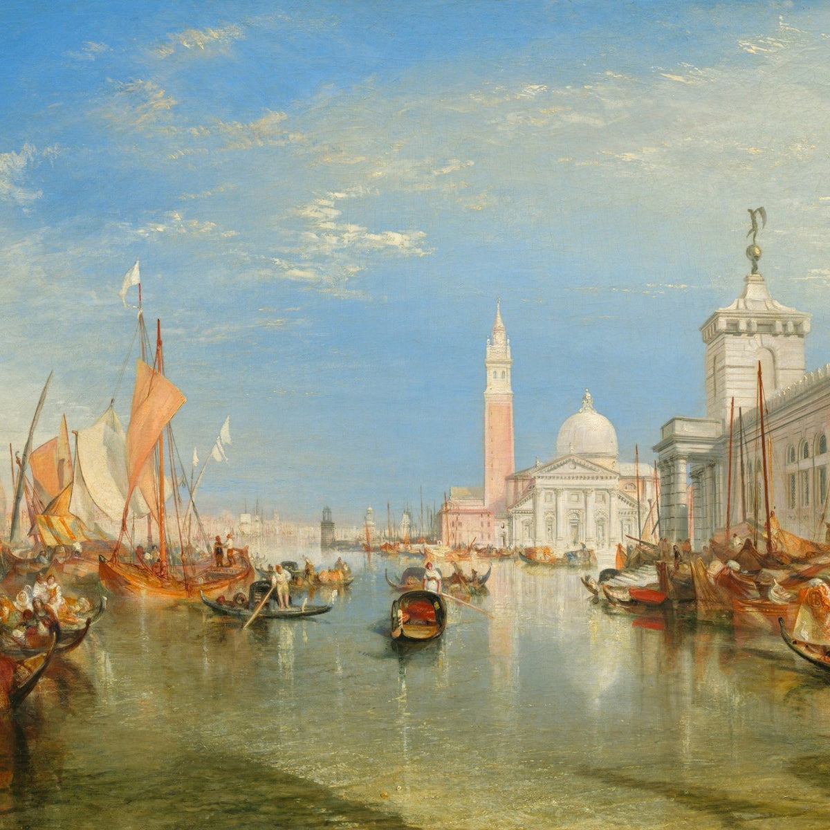 Hand-painted Venetian canal boats hand-painted art nautical oil painting on canvas