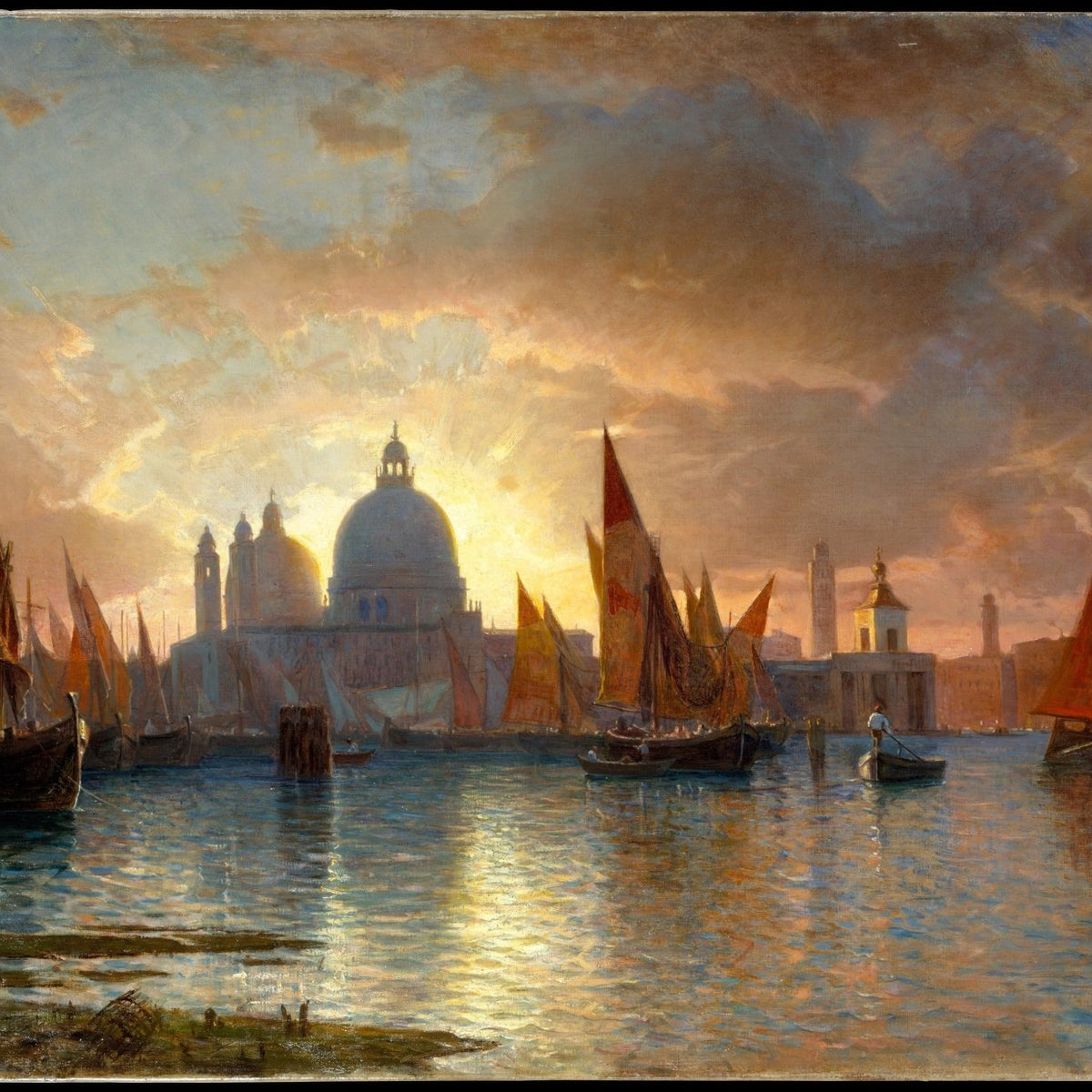 Nautical Oil Paintings - Venetian Sunset with Sailboats - Oil Painting Haven