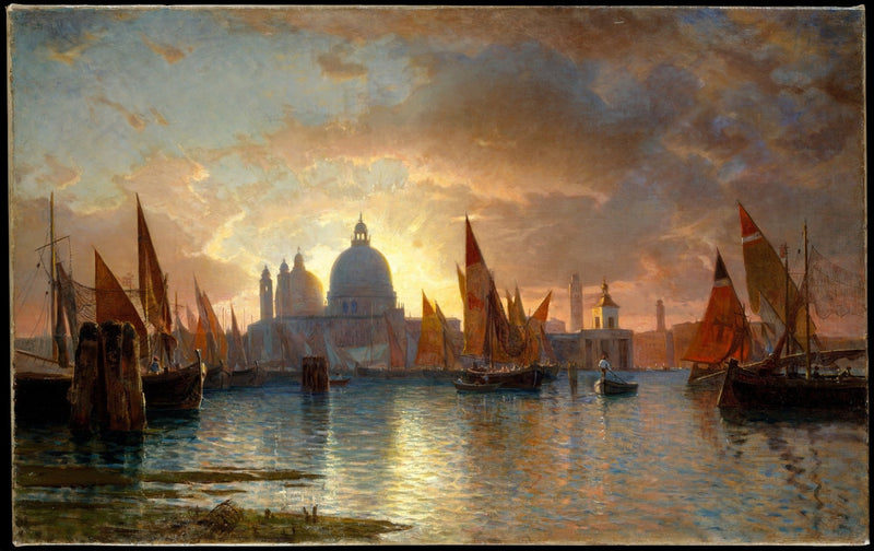 Nautical Oil Paintings - Venetian Sunset with Sailboats - Oil Painting Haven