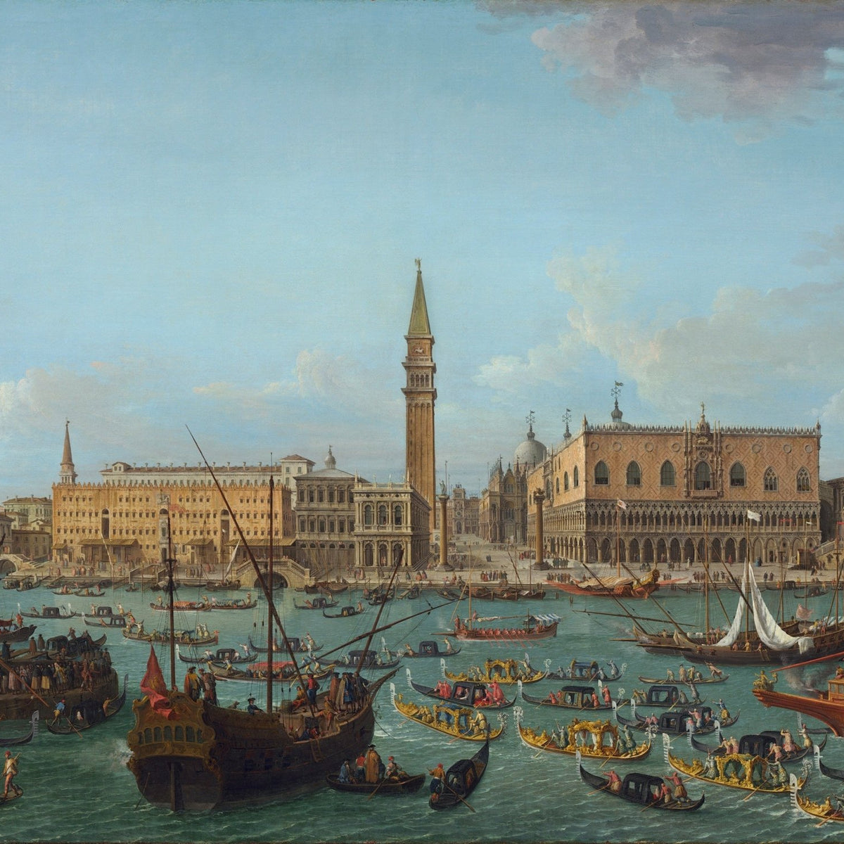 Nautical Oil Paintings - Venice Canal Regatta Hand - Painted Art - Oil Painting Haven
