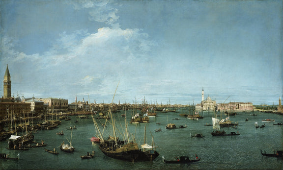 Nautical Oil Paintings - Venice Harbor Boats on Blue Water - Oil Painting Haven