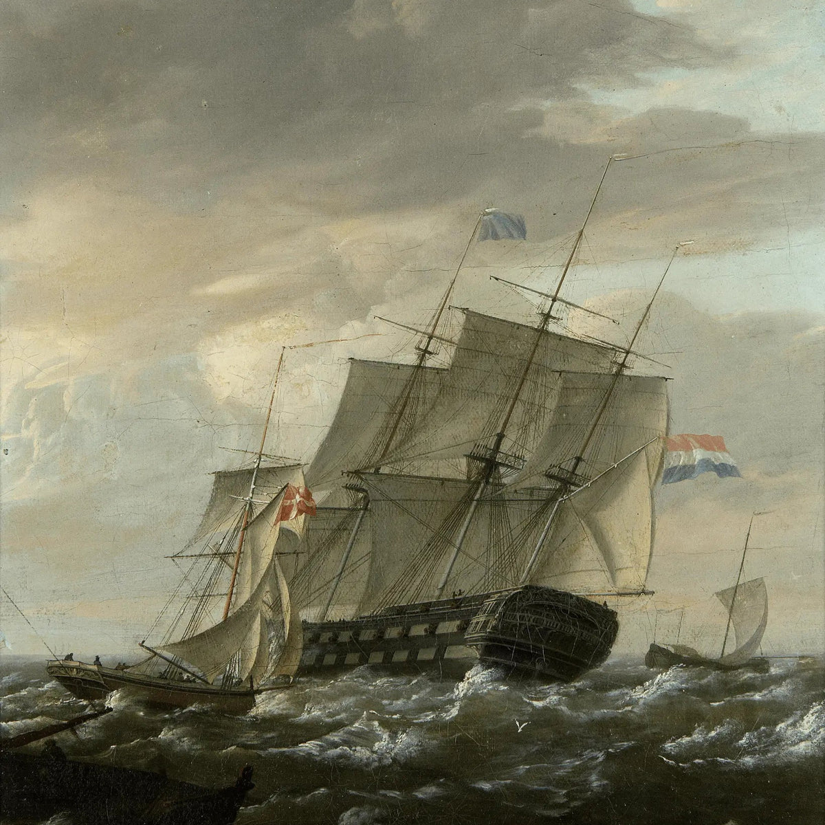 Nautical Oil Paintings - Warship in Stormy Seas - Oil Painting Haven