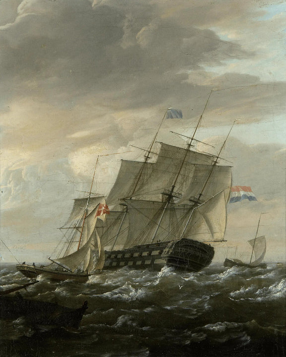 Nautical Oil Paintings - Warship in Stormy Seas - Oil Painting Haven